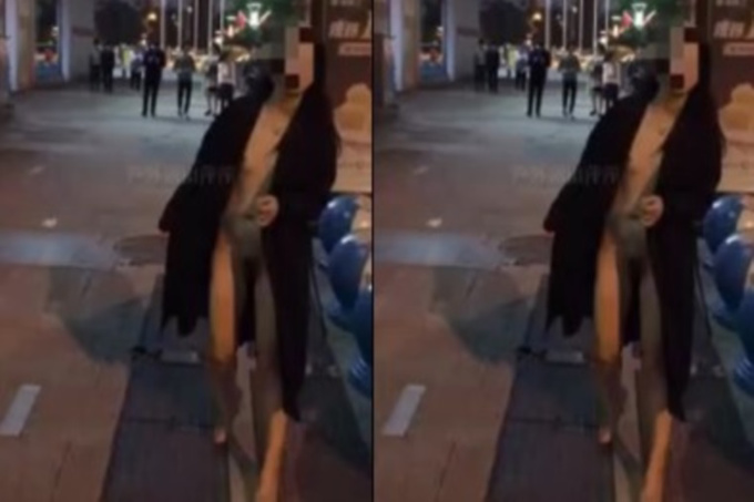 小妹与朋友打赌只穿一件大衣,里面一丝不挂开直播